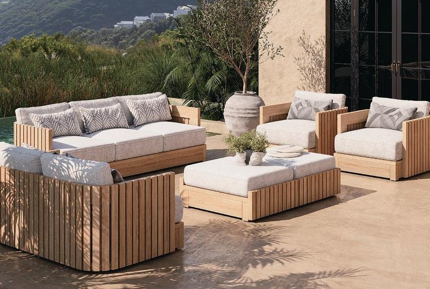 Sofá e poltronas premium para área externa